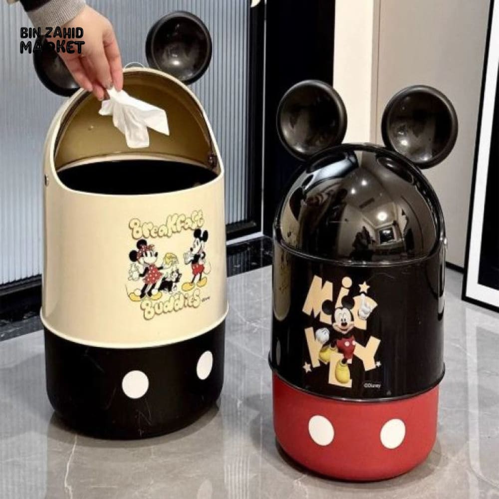 Disney Mickey Cute Trash Can Kitchen Storage Specialty Office Portable Paper Bin