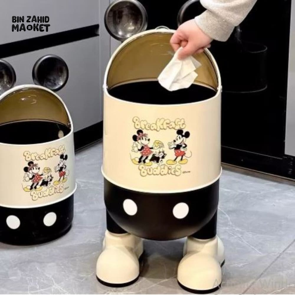 Disney Mickey Cute Trash Can Kitchen Storage Specialty Office Portable Paper Bin