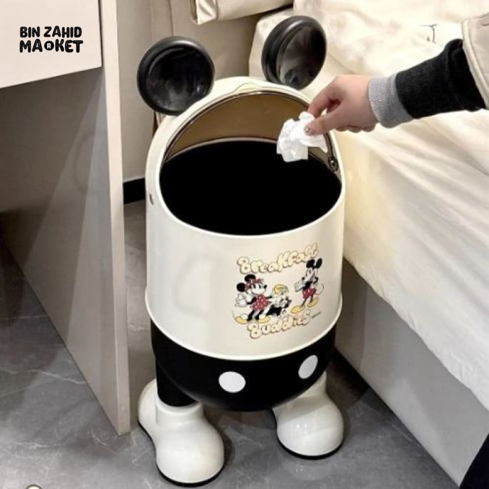 Disney Mickey Cute Trash Can Kitchen Storage Specialty Office Portable Paper Bin