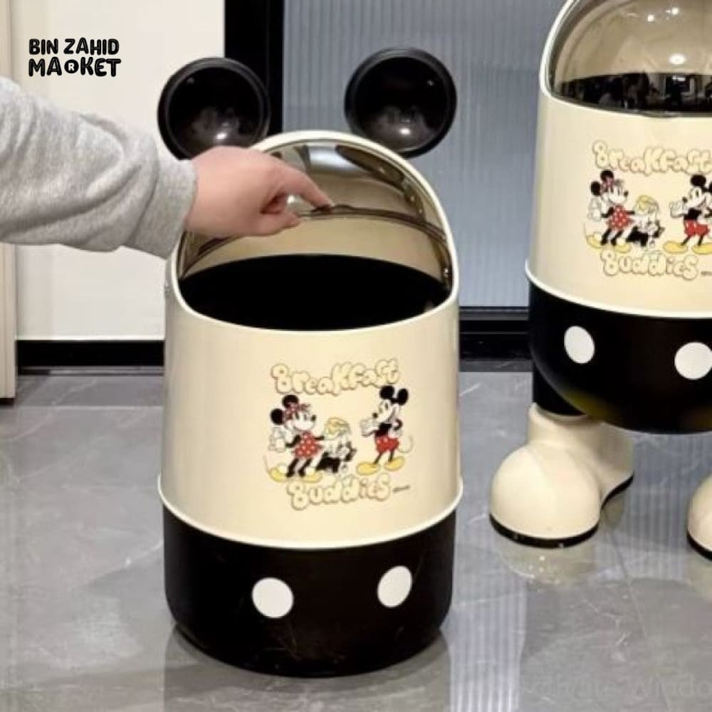 Disney Mickey Cute Trash Can Kitchen Storage Specialty Office Portable Paper Bin