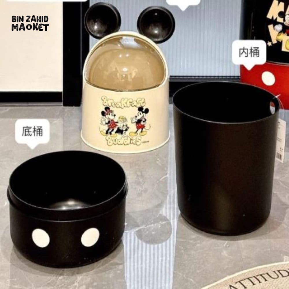 Disney Mickey Cute Trash Can Kitchen Storage Specialty Office Portable Paper Bin