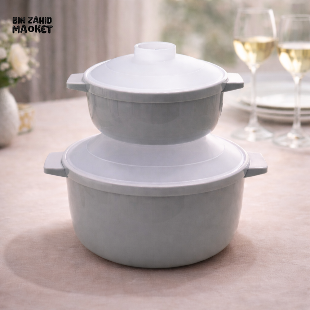 MICROWAVE PLASTIC COOKING POT WITH LID 2 PIECES SET – HEAT-RESISTANT SOUP & NOODLE BOWL FOR QUICK MEALS