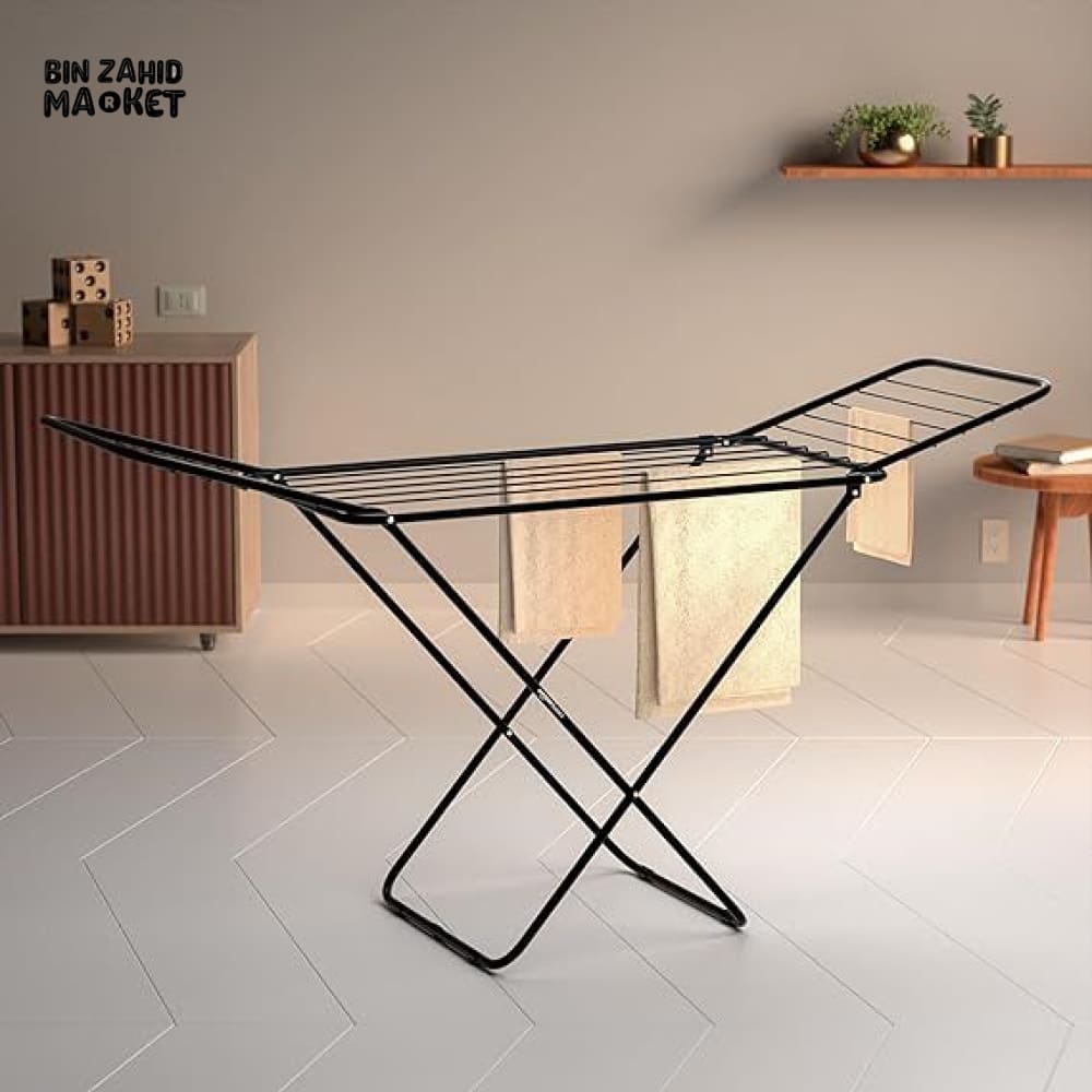 MILD-STEEL MADE FOLDABLE CLOTH DRYER Black