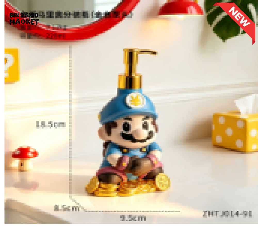 MIMO BLUE CARTOON WARRIOR DESIGN LIQUID SOAP DISPENSER WITH GOLDEN PUMP