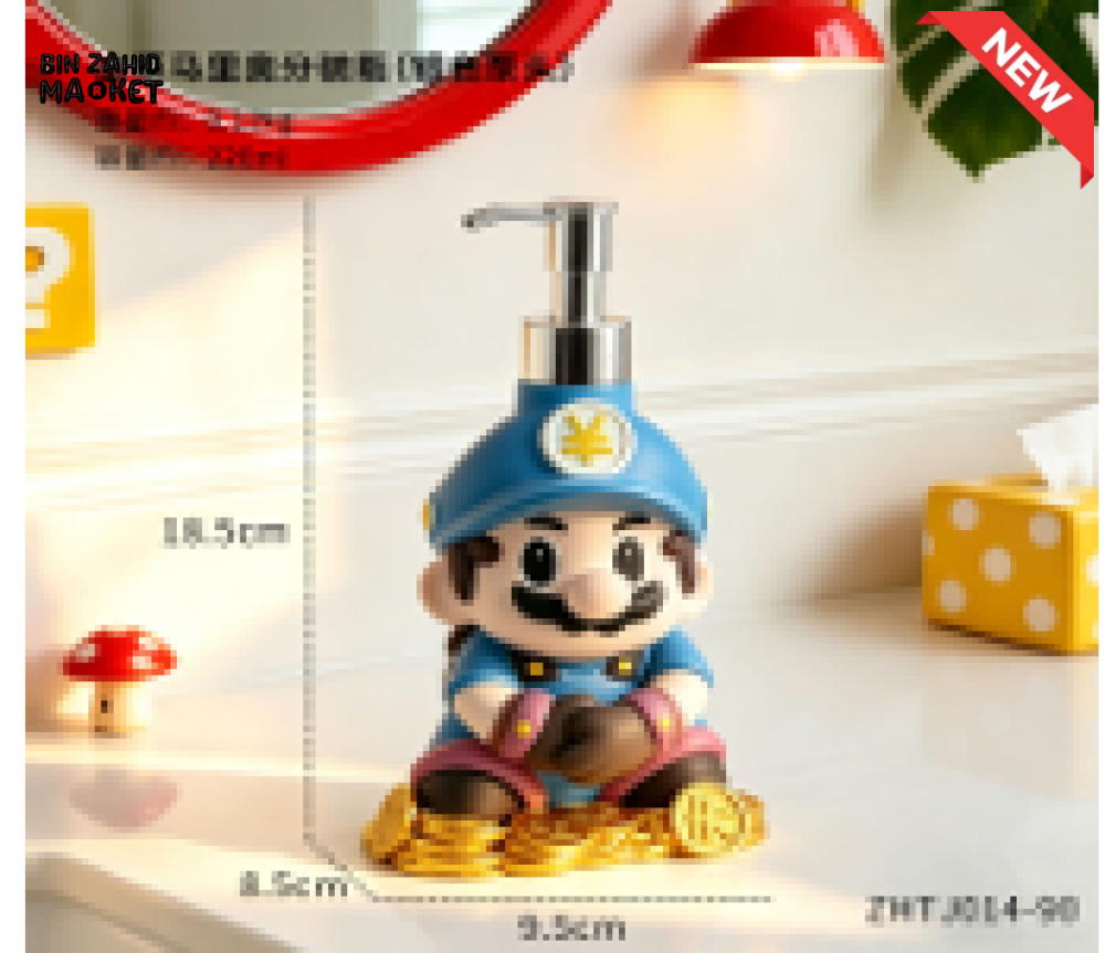 MIMO BLUE CARTOON WARRIOR DESIGN LIQUID SOAP DISPENSER WITH SILVER PUMP