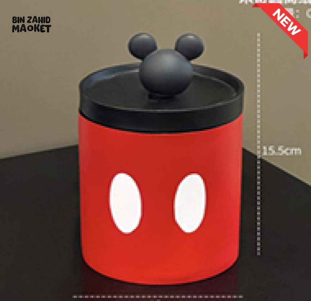 MIMO CARTOON MOUSE-INSPIRED ROUND TISSUE BOX HOLDER – RED & BLACK