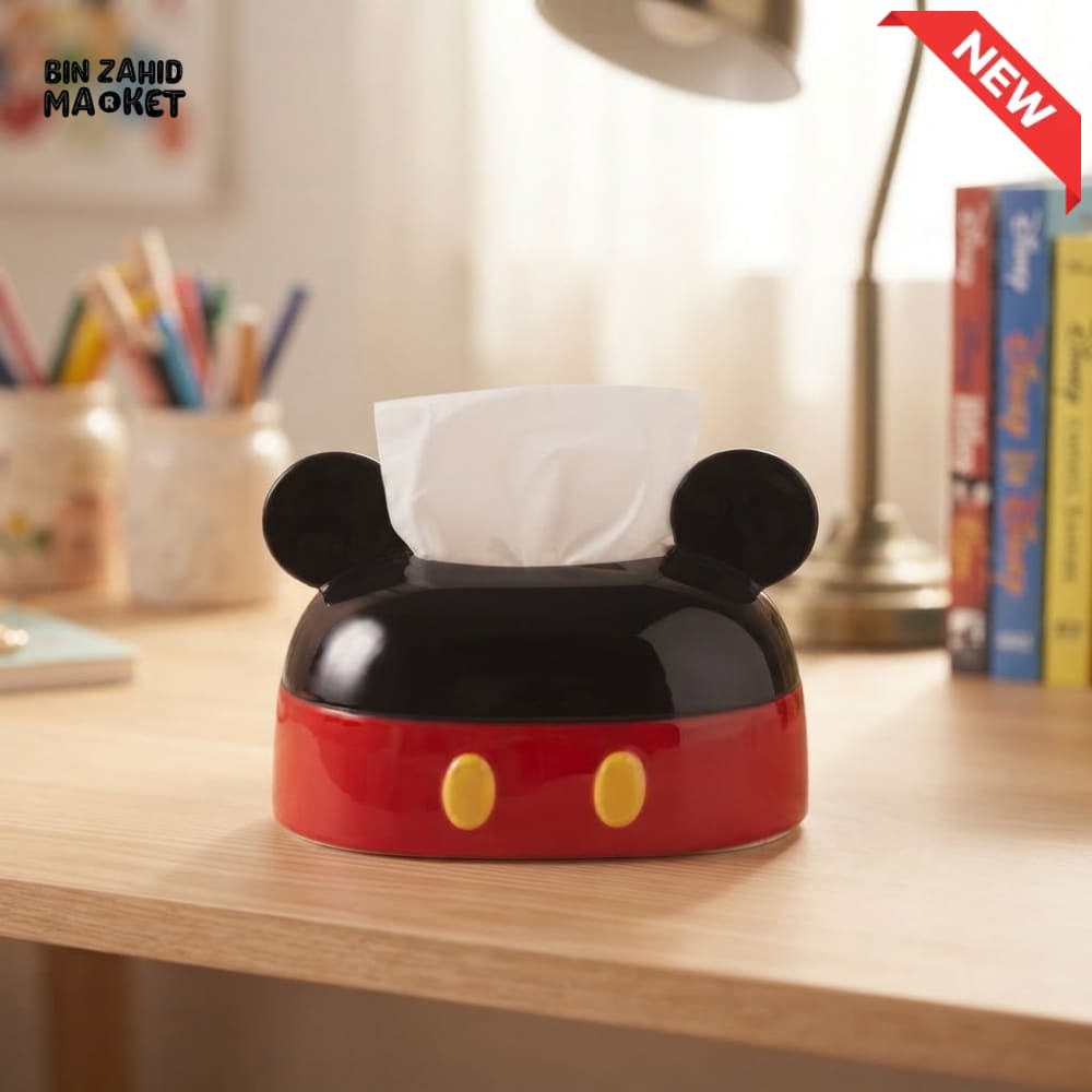 MIMO CARTOON MOUSE-SHAPED DECORATIVE TISSUE BOX HOLDER – BLACK & RED