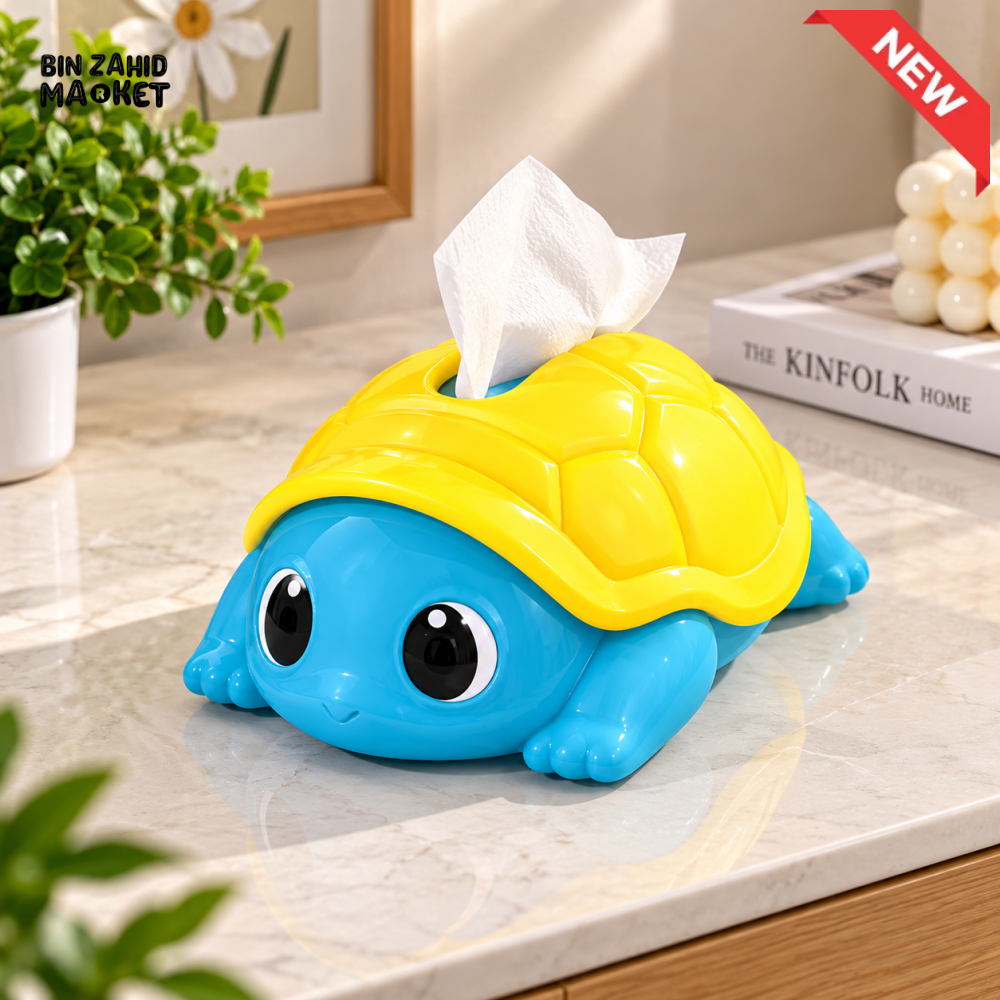 MIMO CUTE TURTLE-SHAPED DECORATIVE TISSUE BOX HOLDER – BLUE & YELLOW