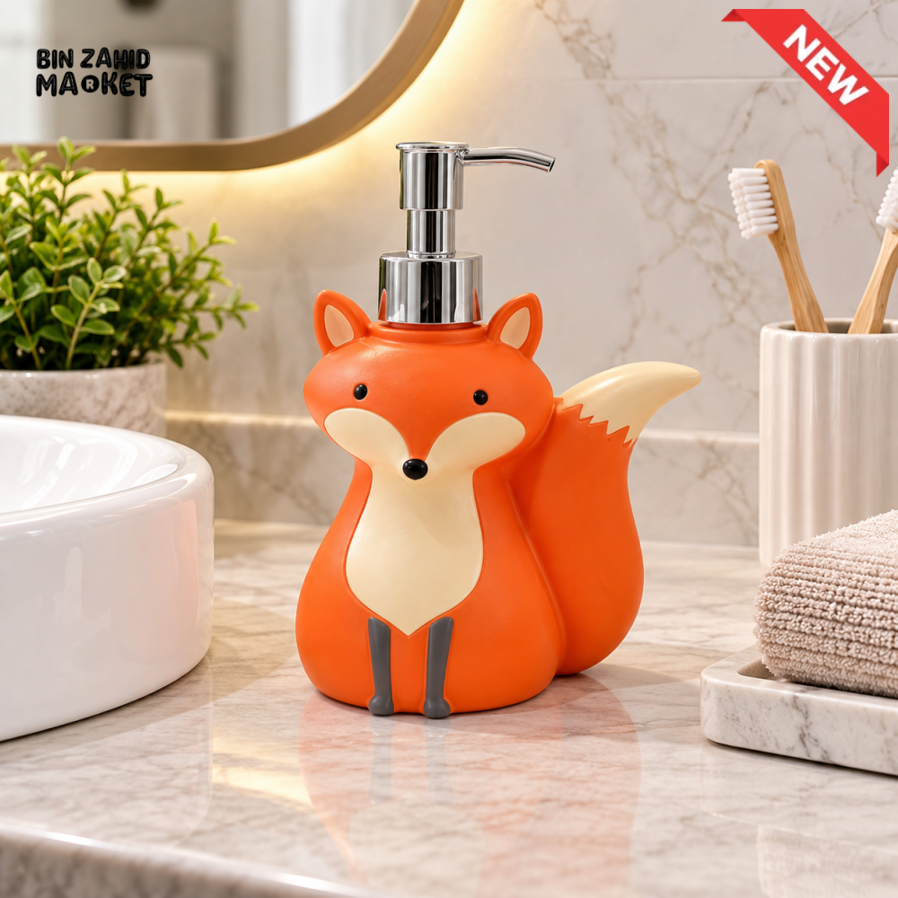 MIMO FOX DESIGN LIQUID SOAP DISPENSER WITH SILVER PUMP