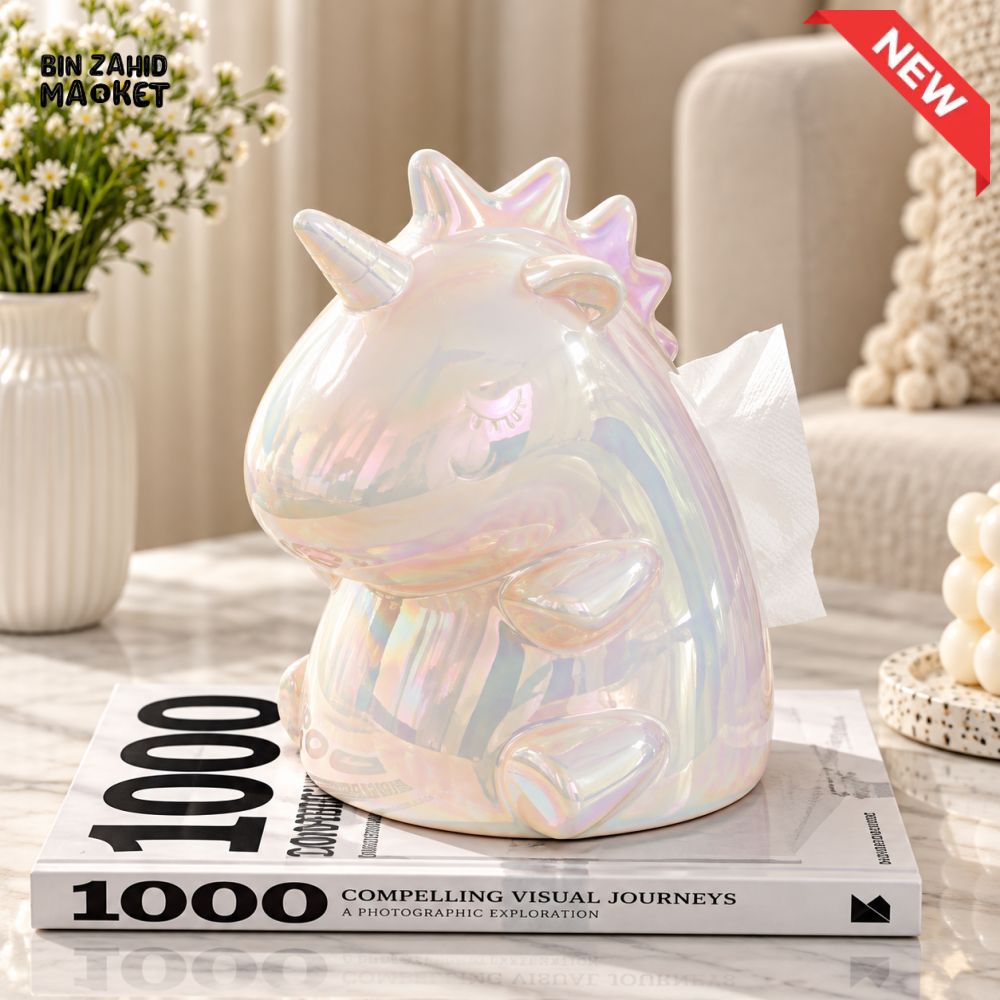 MIMO IRIDESCENT UNICORN-SHAPED DECORATIVE TISSUE BOX HOLDER