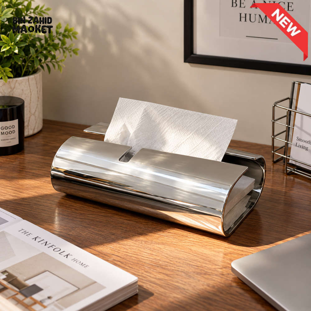 MIMO LUXURY SILVER MIRROR FINISH DECORATIVE TISSUE BOX