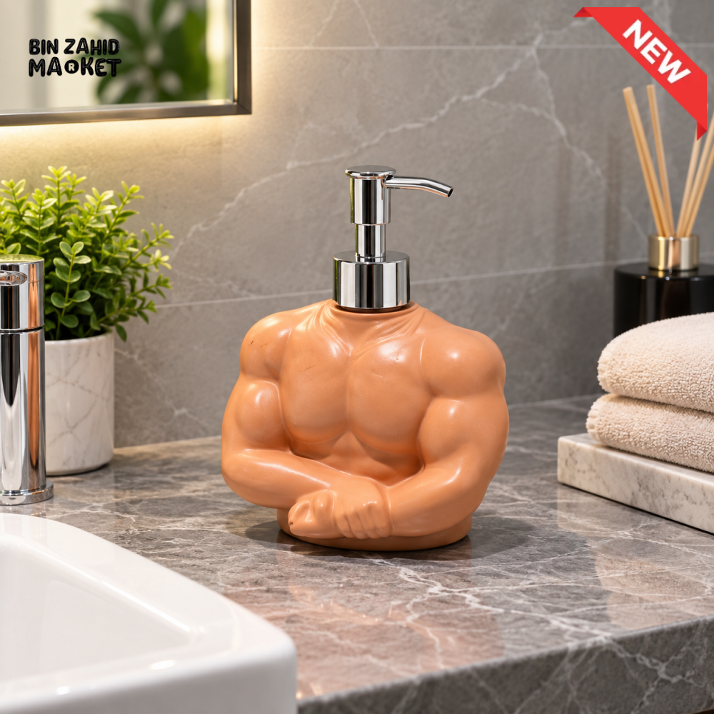 MIMO MUSCULAR BODY DESIGN LIQUID SOAP DISPENSER WITH SILVER PUMP