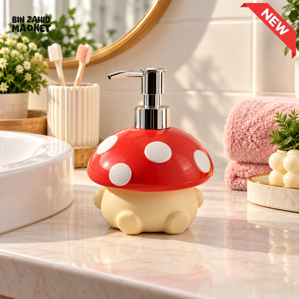 MIMO MUSHROOM DESIGN DECORATIVE SOAP DISPENSER WITH SILVER PUMP
