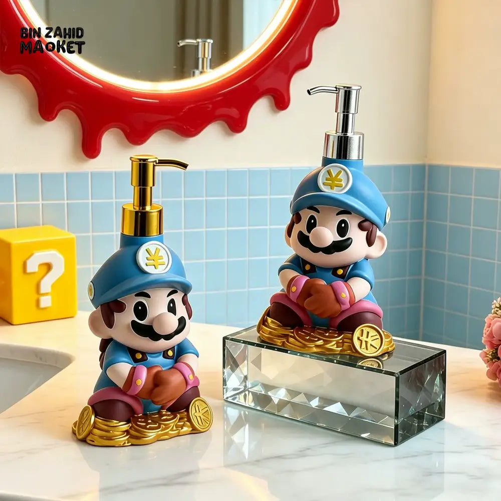 MIMO PVC RESIN BLUE CARTOON WARRIOR DESIGN LIQUID SOAP DISPENSER WITH GOLDEN PUMP - Soap & Toothbrush Accessories