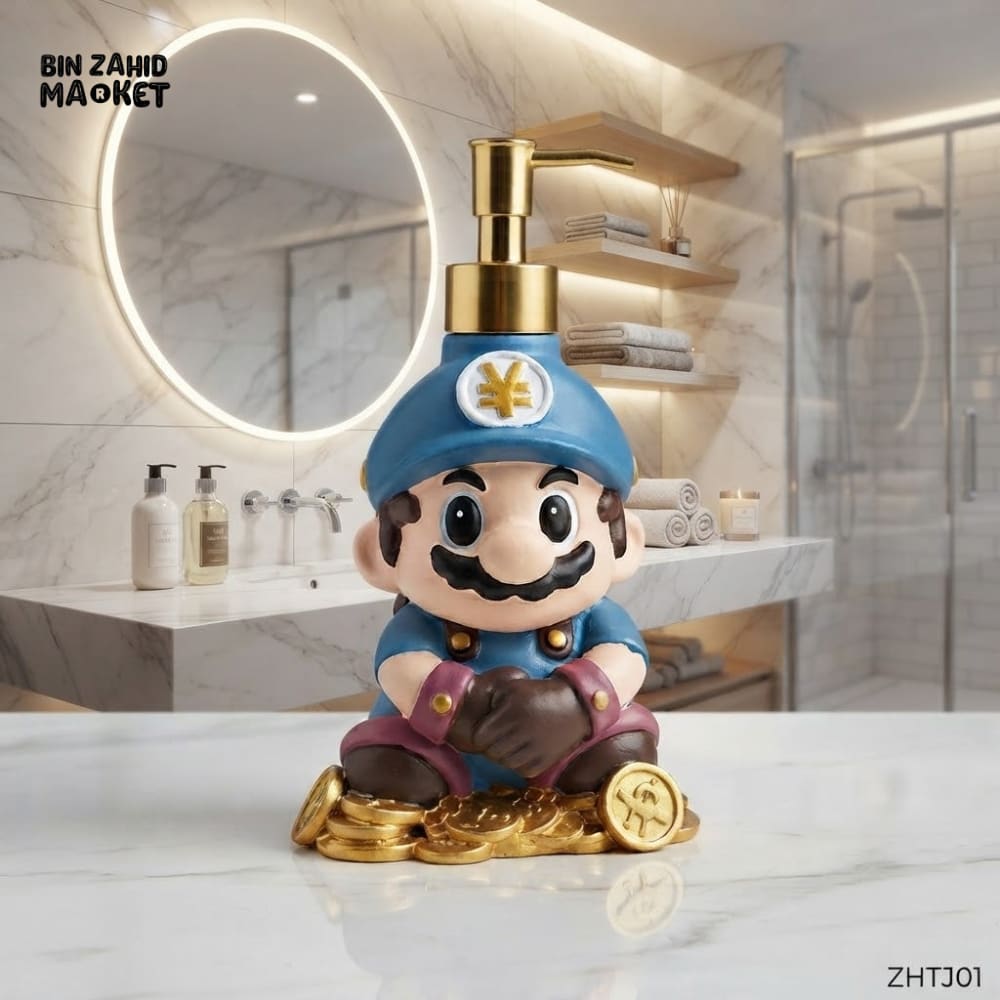 MIMO BLUE CARTOON WARRIOR DESIGN LIQUID SOAP DISPENSER WITH GOLDEN PUMP - Soap & Toothbrush Accessories
