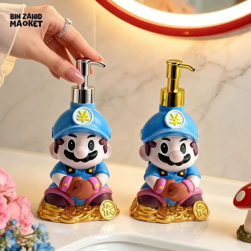 MIMO PVC RESIN BLUE CARTOON WARRIOR DESIGN LIQUID SOAP DISPENSER WITH GOLDEN PUMP - Soap & Toothbrush Accessories