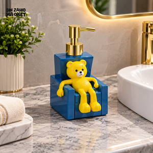 MIMO CARTOON BEAR CHAIR DESIGN LIQUID SOAP DISPENSER WITH GOLD PUMP