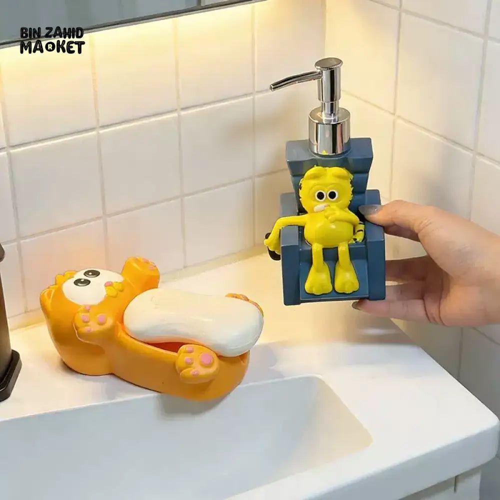 MIMO PVC RESIN CARTOON BEAR CHAIR DESIGN LIQUID SOAP DISPENSER WITH SILVER PUMP - Soap & Toothbrush Accessories