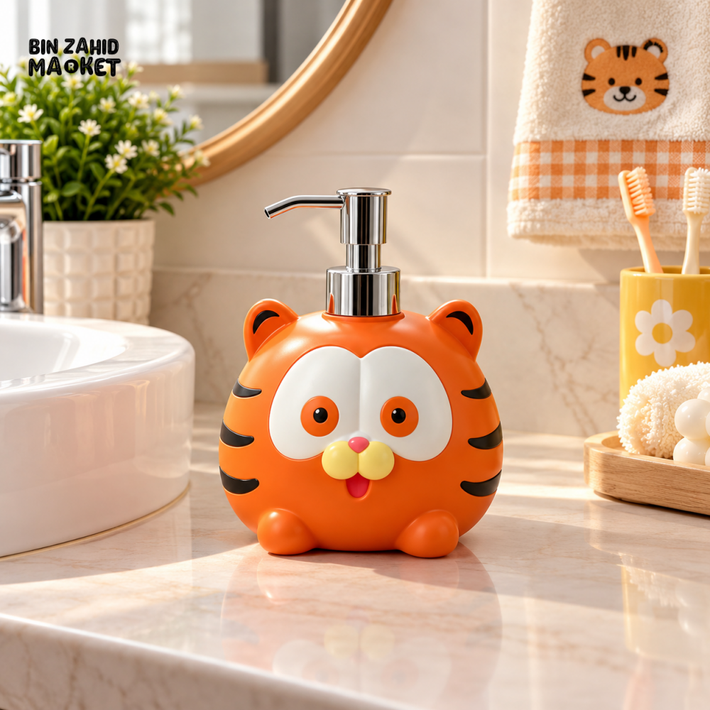 MIMO CARTOON CAT DESIGN LIQUID SOAP DISPENSER WITH SILVER PUMP