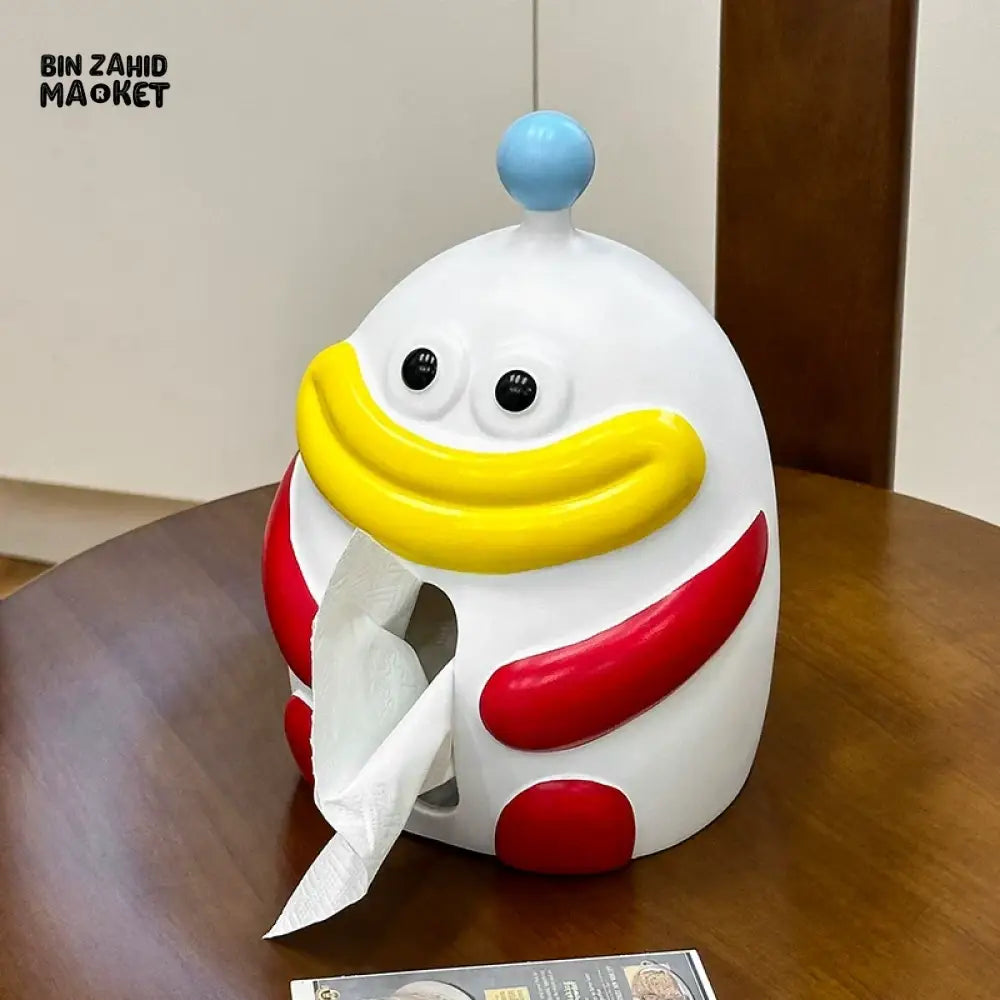 MIMO PVC RESIN CARTOON CHARACTER DECORATIVE TISSUE BOX HOLDER – WHITE RED & YELLOW - Tissue Boxes