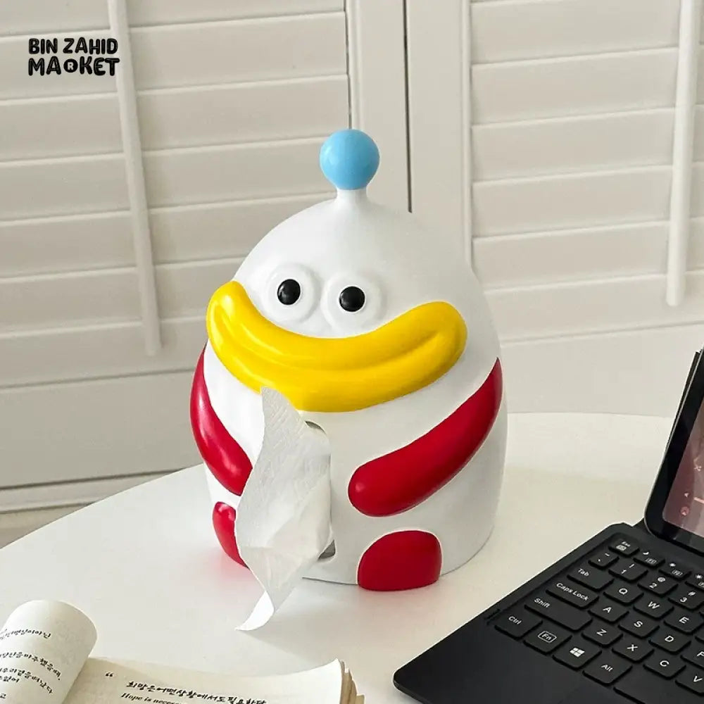MIMO PVC RESIN CARTOON CHARACTER DECORATIVE TISSUE BOX HOLDER – WHITE RED & YELLOW - Tissue Boxes