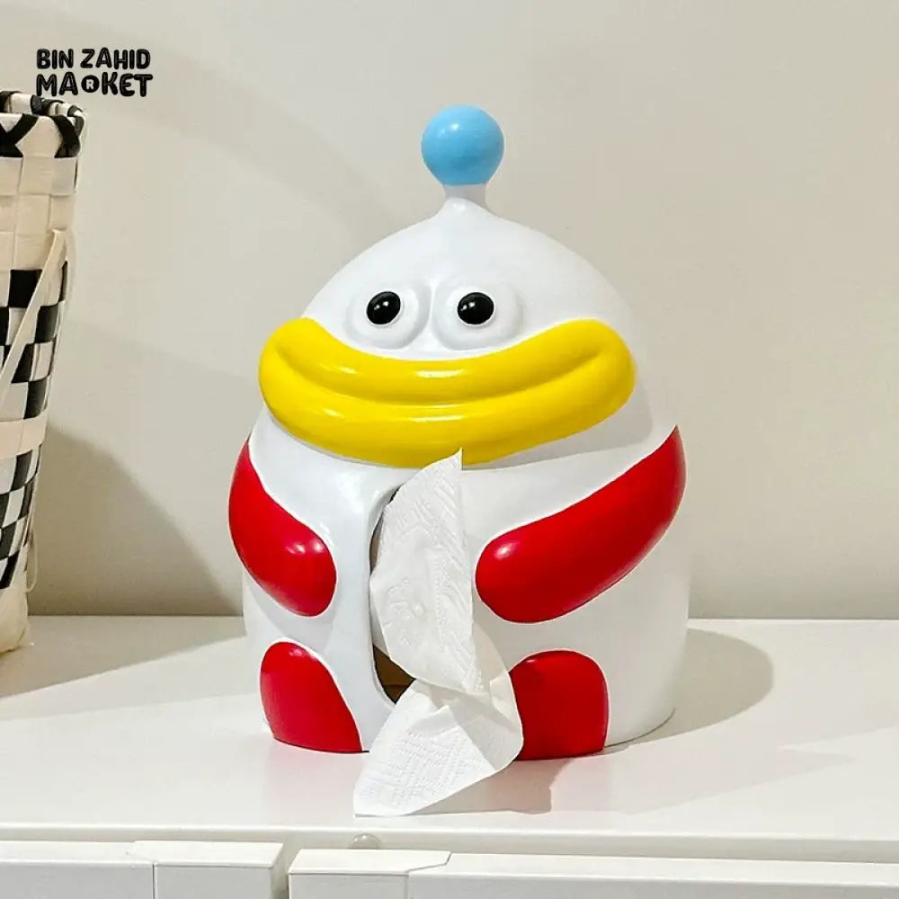 MIMO PVC RESIN CARTOON CHARACTER DECORATIVE TISSUE BOX HOLDER – WHITE RED & YELLOW - Tissue Boxes