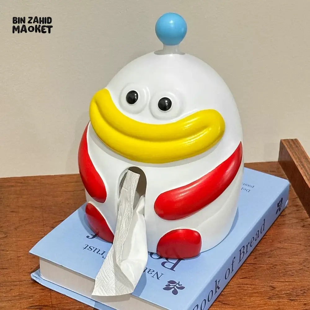 MIMO PVC RESIN CARTOON CHARACTER DECORATIVE TISSUE BOX HOLDER – WHITE RED & YELLOW - Tissue Boxes