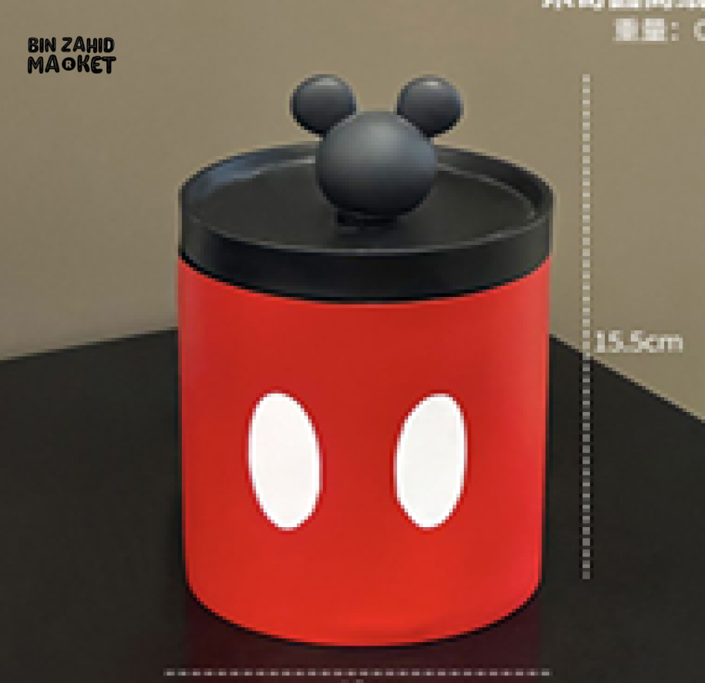 MIMO CARTOON MOUSE-INSPIRED ROUND TISSUE BOX HOLDER – RED & BLACK