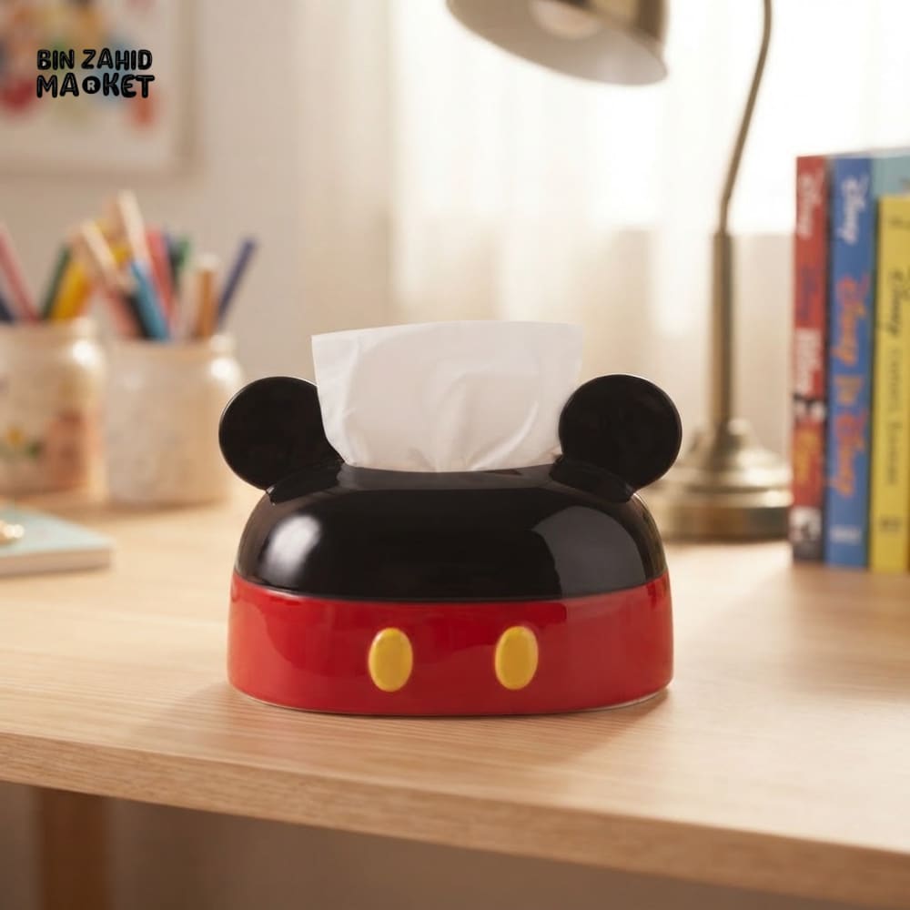 MIMO CARTOON MOUSE-SHAPED DECORATIVE TISSUE BOX HOLDER – BLACK & RED
