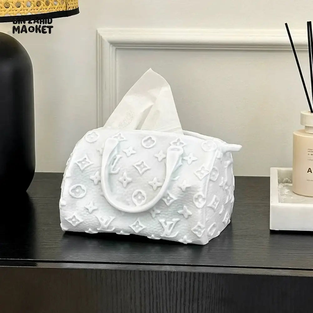 MIMO PVC RESIN CREAM HANDBAG DESIGN DECORATIVE TISSUE BOX - Tissue Boxes