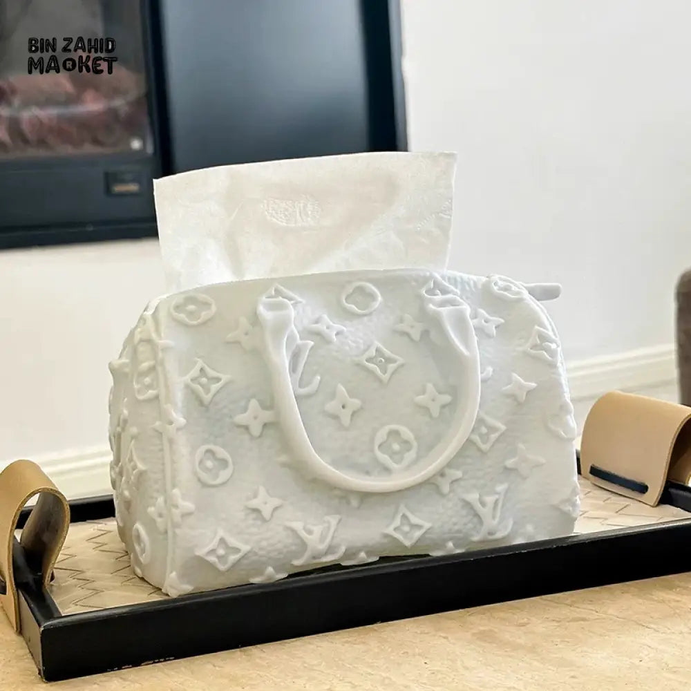 MIMO PVC RESIN CREAM HANDBAG DESIGN DECORATIVE TISSUE BOX - Tissue Boxes