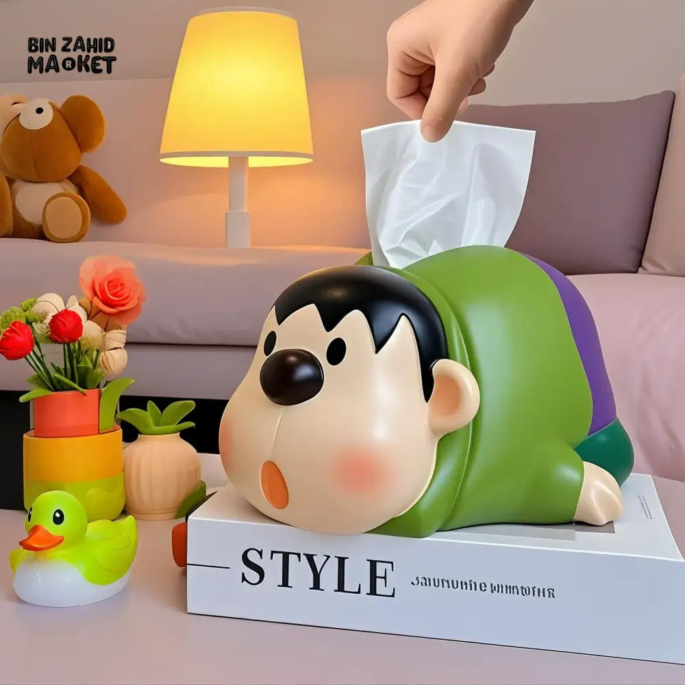 MIMO PVC Resin Tissue Box - Green Purple Cartoon Boy – Bin Zahid Market