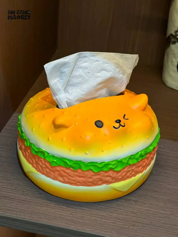 MIMO PVC RESIN CUTE HAMBURGER-SHAPED DECORATIVE TISSUE BOX HOLDER – MULTICOLOR - Tissue Boxes