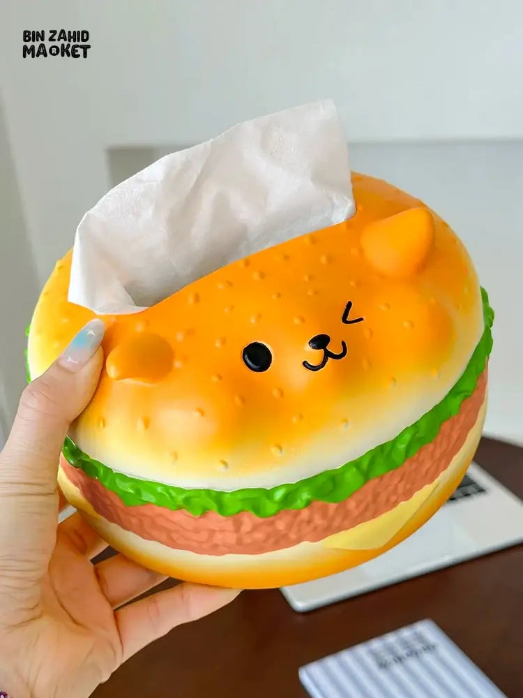 MIMO PVC RESIN CUTE HAMBURGER-SHAPED DECORATIVE TISSUE BOX HOLDER – MULTICOLOR - Tissue Boxes