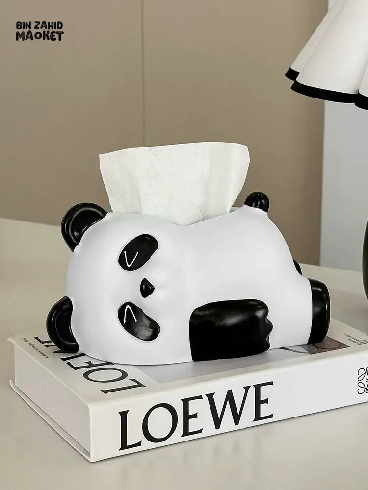 MIMO PVC RESIN CUTE PANDA-SHAPED DECORATIVE TISSUE BOX HOLDER – BLACK & WHITE - Tissue Boxes