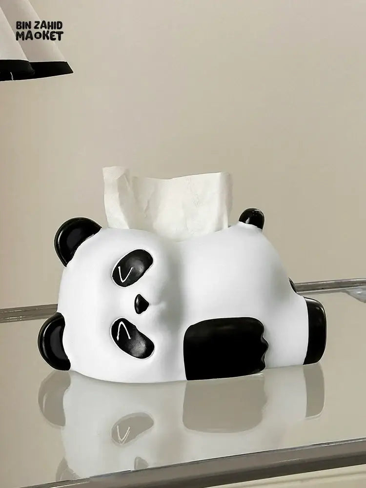 MIMO PVC RESIN CUTE PANDA-SHAPED DECORATIVE TISSUE BOX HOLDER – BLACK & WHITE - Tissue Boxes