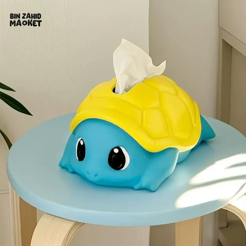 MIMO PVC RESIN CUTE TURTLE-SHAPED DECORATIVE TISSUE BOX HOLDER – BLUE & YELLOW - Tissue Boxes