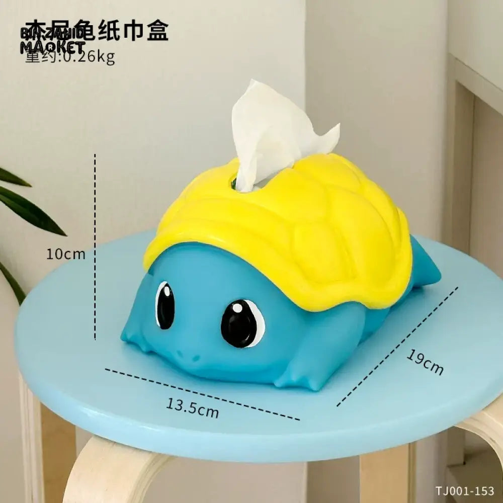 MIMO PVC RESIN CUTE TURTLE-SHAPED DECORATIVE TISSUE BOX HOLDER – BLUE & YELLOW - Tissue Boxes