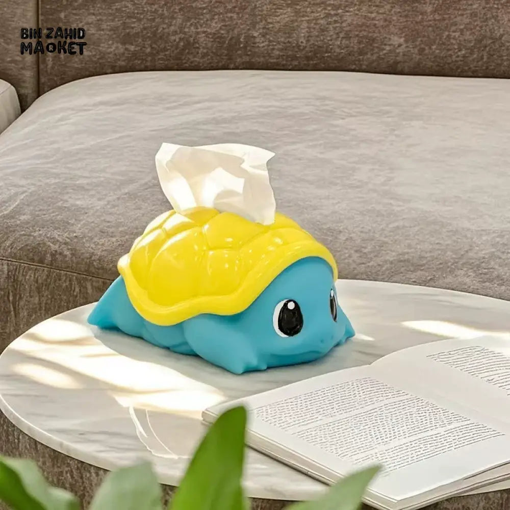 MIMO PVC RESIN CUTE TURTLE-SHAPED DECORATIVE TISSUE BOX HOLDER – BLUE & YELLOW - Tissue Boxes