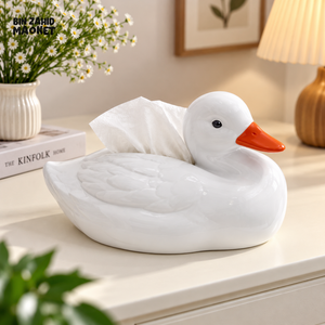 MIMO DECORATIVE DUCK-SHAPED CERAMIC TISSUE BOX HOLDER – WHITE