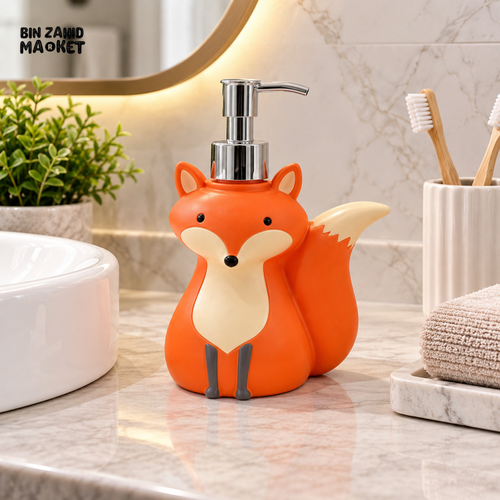 MIMO FOX DESIGN LIQUID SOAP DISPENSER WITH SILVER PUMP