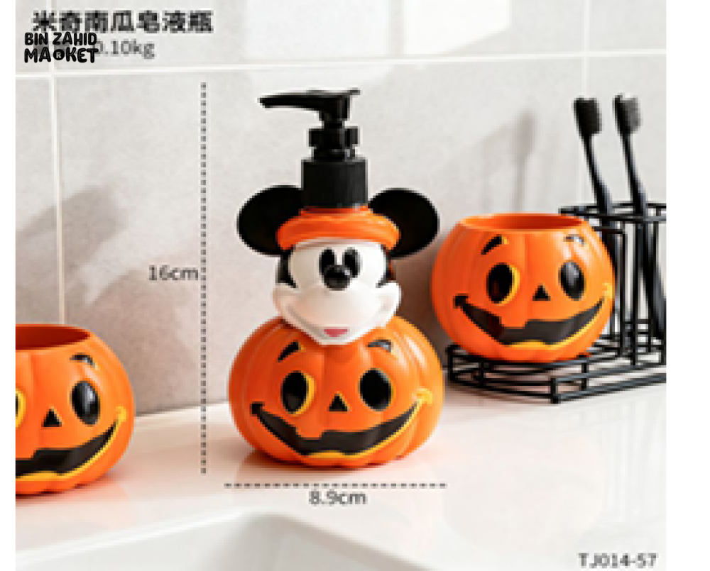 MIMO HALLOWEEN PUMPKIN CHARACTER LIQUID SOAP DISPENSER WITH BLACK PUMP