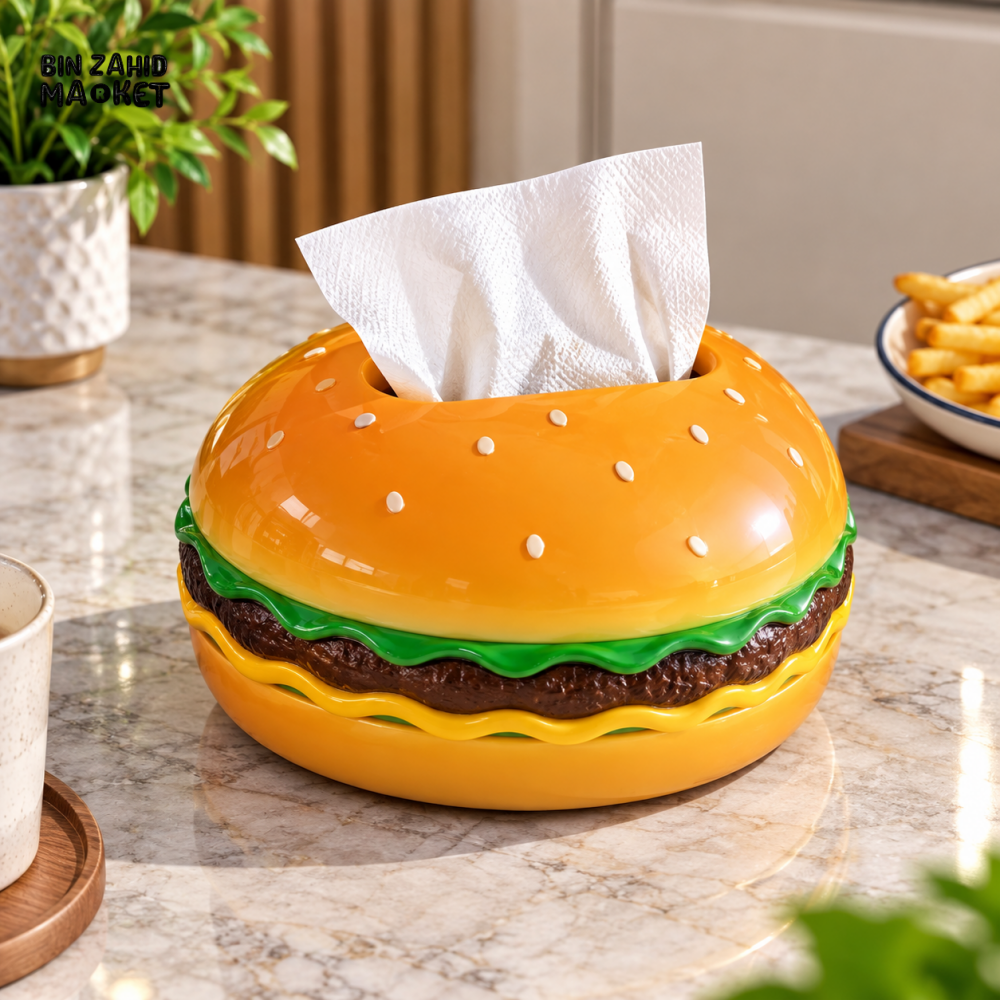 MIMO HAMBURGER-SHAPED DECORATIVE TISSUE BOX HOLDER – MULTICOLOR