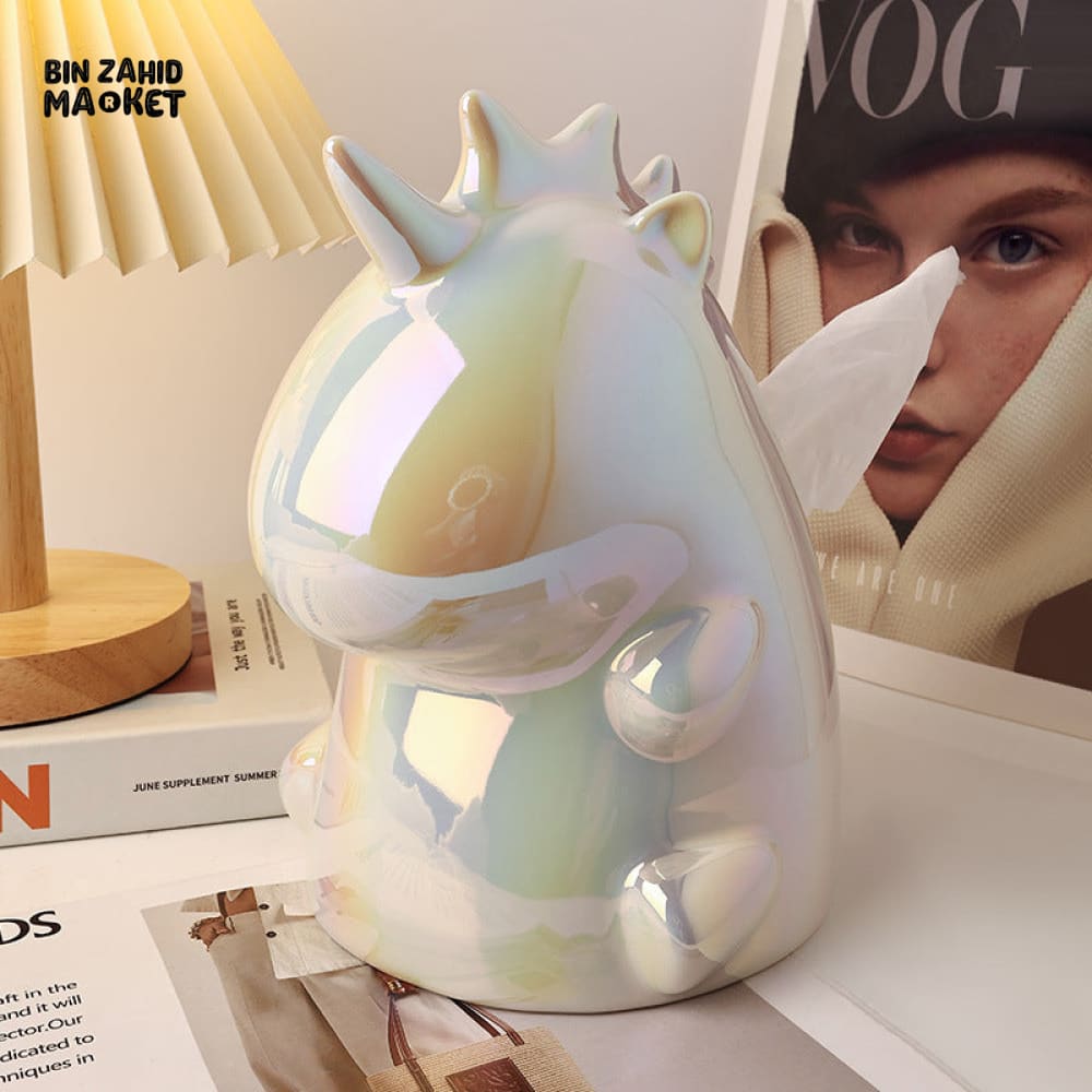 MIMO PVC RESIN IRIDESCENT UNICORN-SHAPED DECORATIVE TISSUE BOX HOLDER - Tissue Boxes