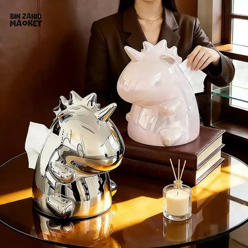 MIMO PVC RESIN IRIDESCENT UNICORN-SHAPED DECORATIVE TISSUE BOX HOLDER - Tissue Boxes
