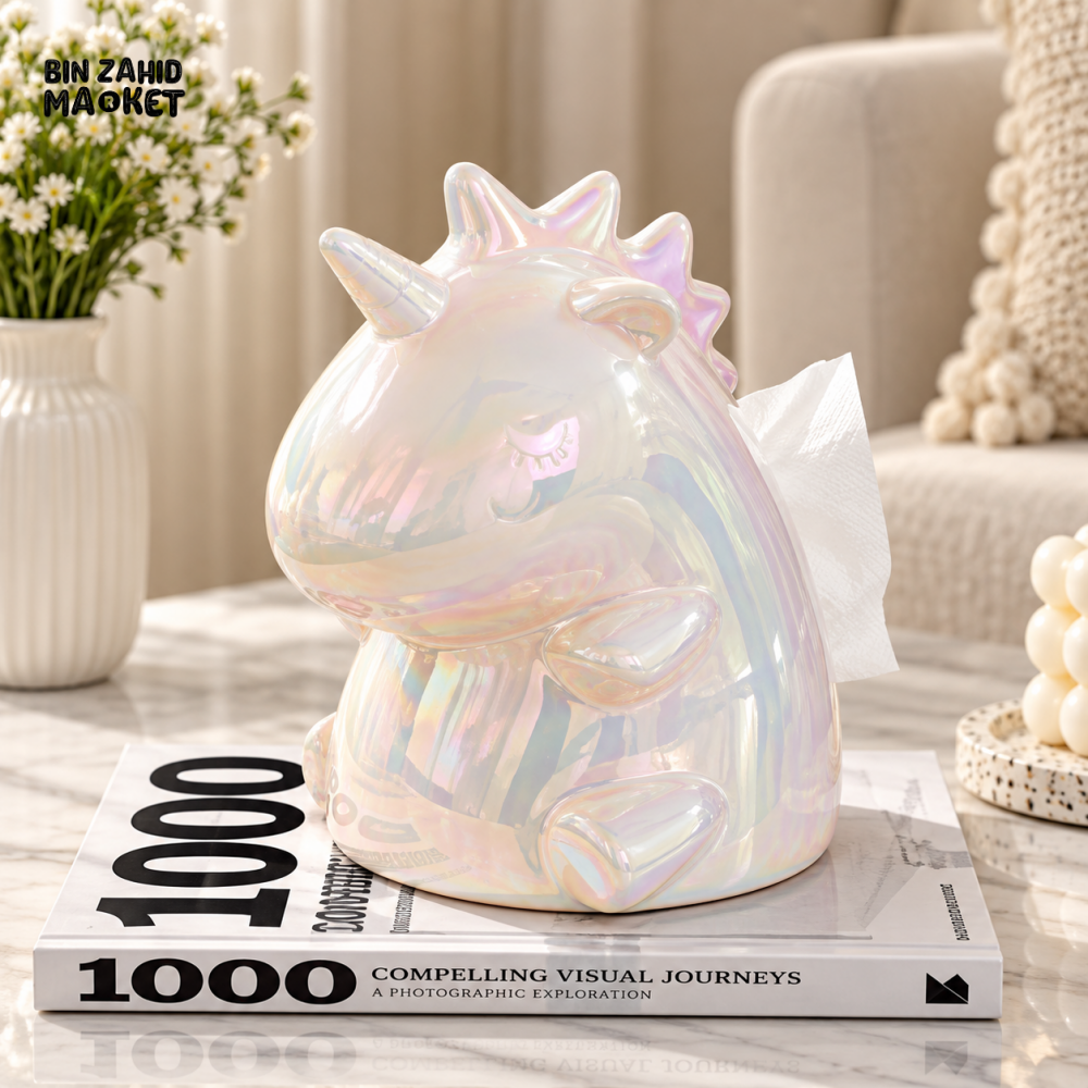 MIMO IRIDESCENT UNICORN-SHAPED DECORATIVE TISSUE BOX HOLDER