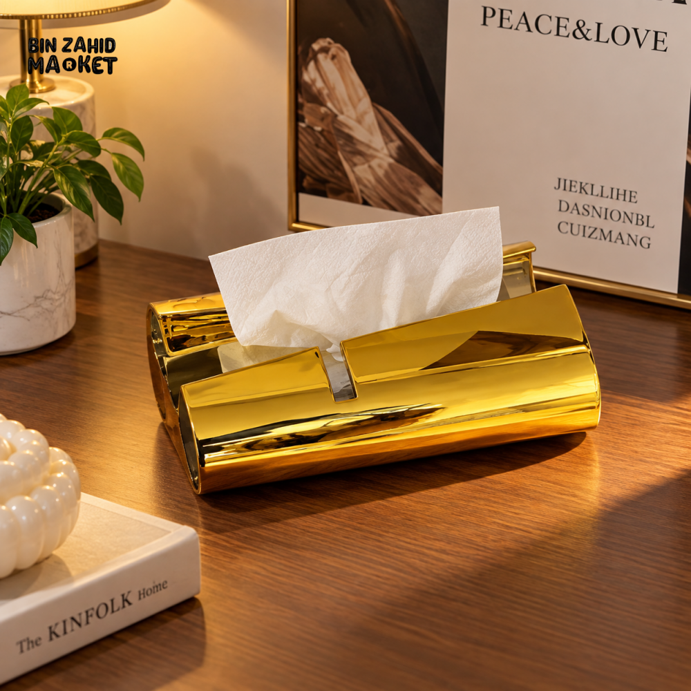 MIMO LUXURY GOLDEN MIRROR FINISH DECORATIVE TISSUE BOX