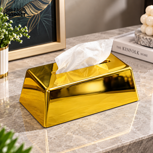 MIMO LUXURY MIRROR-FINISH RECTANGULAR TISSUE BOX HOLDER – GOLDEN