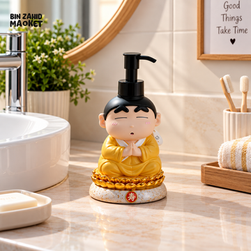 MIMO MONK DESIGN DECORATIVE LIQUID SOAP DISPENSER WITH BLACK PUMP