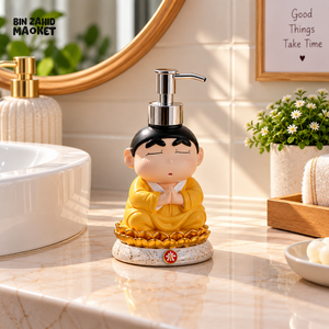 MIMO MONK DESIGN DECORATIVE LIQUID SOAP DISPENSER WITH SILVER PUMP